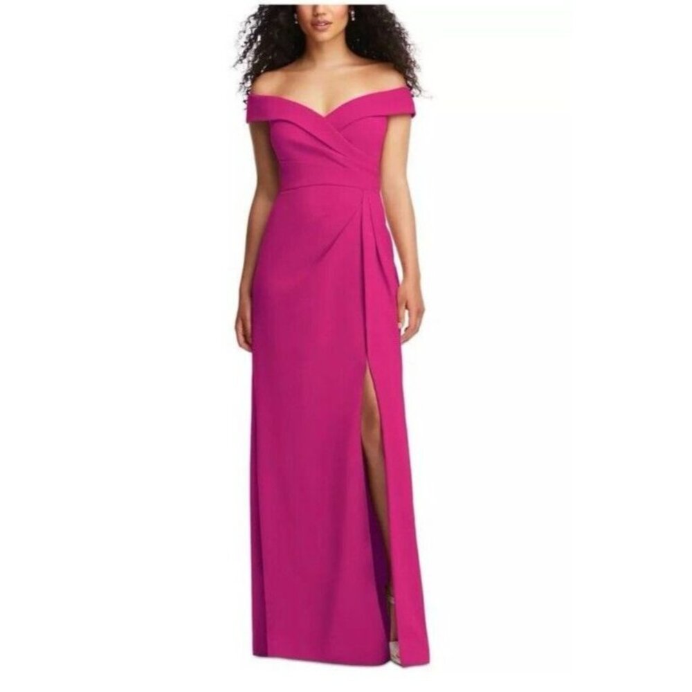 After Six Womens 6872 Pink Woven Long Formal Evening Dress Gown 14 NWT
